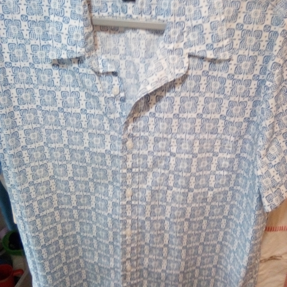 J. Crew Factory Blue and White Geometric Men's Shirt